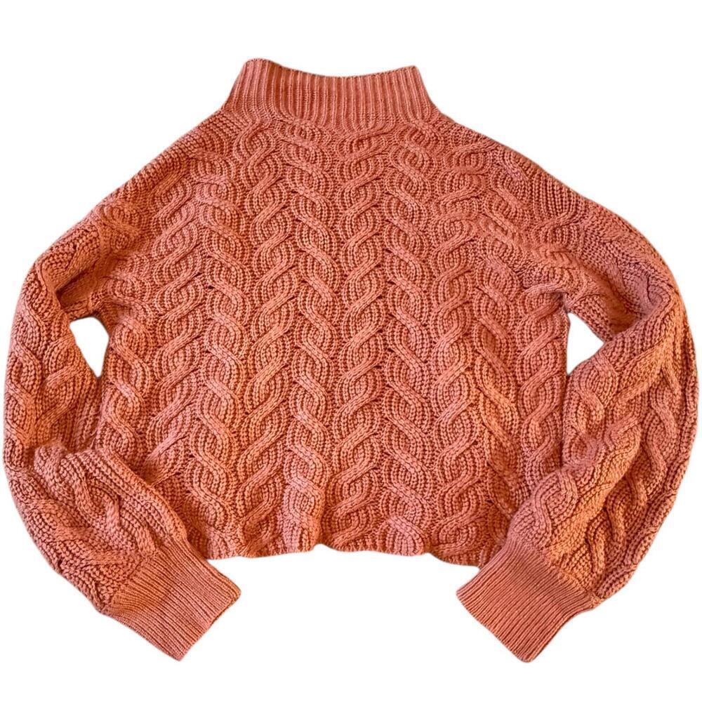 Poof apparel,Chunky Cable Knit Sweater Dusty Rose Pink Women’s Medium Cozy